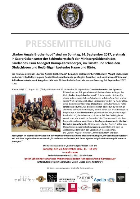 Pressemitteilung Barber Angels Brotherhood_Saarbruecken_September 2017