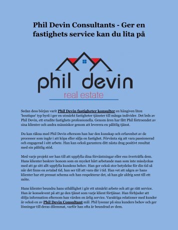 Phil Devin Consultants - Ger en fastighets service kan du lita på