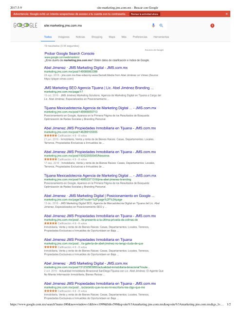 site google index domain status marketing jms com mx