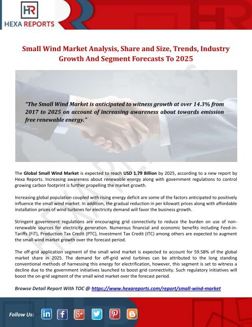 Small Wind Market | Share, Size, Trends, Growth and Analysis