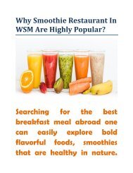 Why Smoothie Restaurant In WSM Are Highly Popular?