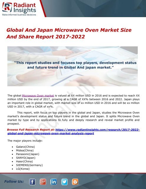Global And Japan Microwave Oven Market Size And Share Report 17 22 Global And Japan Microwave Oven Market Size And Share Report 17 22