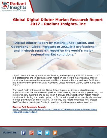 Digital Diluter Market Research Report 2017: Radiant Insights,Inc