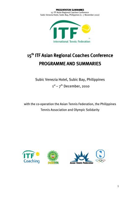 ITF Asian Regional Coaches Conference - ITF Tennis - Coaching