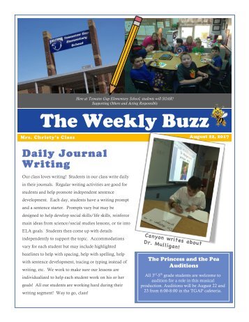 Class Newsletter Aug 22 2017