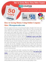 How to Saving Money Using Online Coupons - Sites: 99couponcodes.com