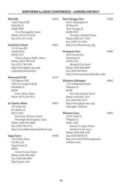 northern illinois conference clergy directory