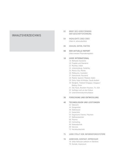 Jahresbericht 2002/2003 - Uhde GmbH