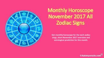 November Horoscope Predictions | Monthly Astrology Forecast 2017