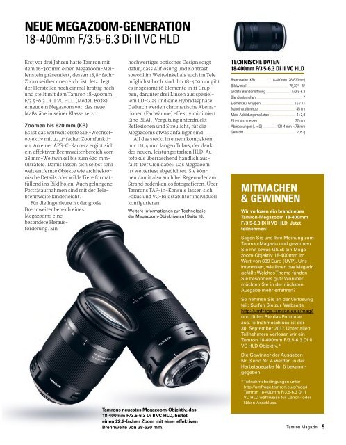 Tamron Magazin Ausgabe 4 Sommer 2017