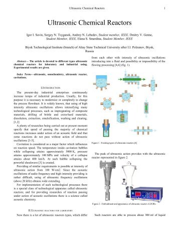 Ultrasonic Chemical Reactors