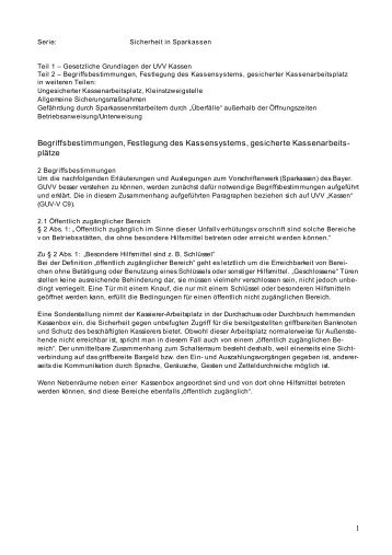 1 Begriffsbestimmungen, Festlegung des Kassensystems ...