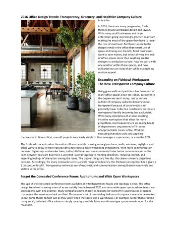 2016-17 Office Design Trends: Transparency, Greenery, and Healthier Company Culture by Janie Diaz