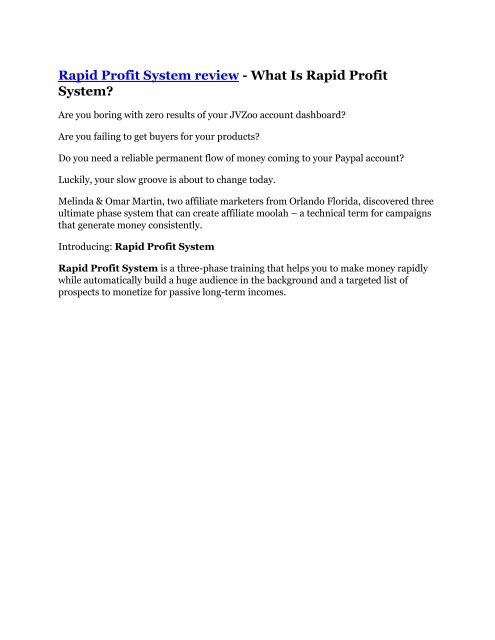 Rapid Profit System review - Rapid Profit System &#40;SECRET&#41; bonuses 