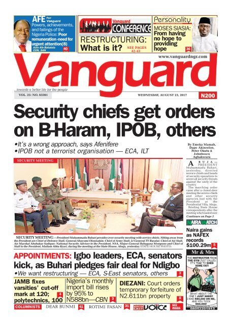 23082017 - Security chiefs get orders on B-Haram, IPOB, others