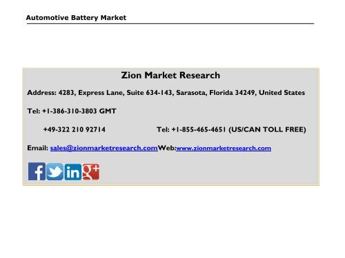 Global Automotive Battery Market, 2015–2021