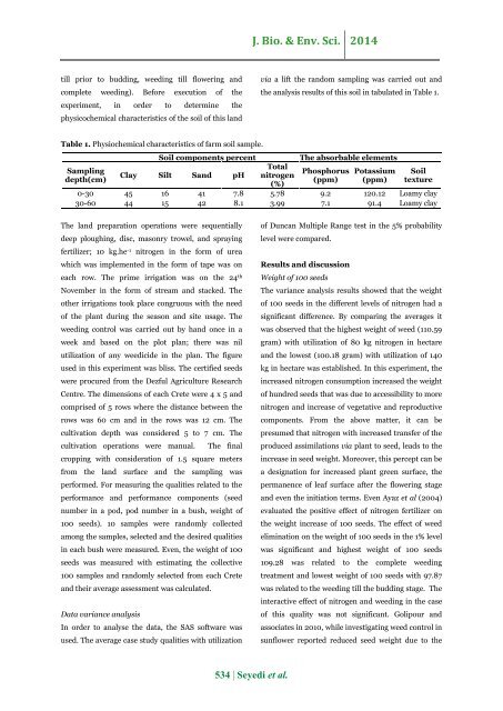 The interference effects of weeds on the yield and yield components in different nitrogen levels in faba bean (Vicia faba)