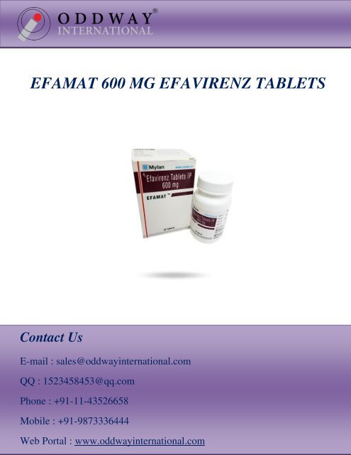 Efamat 600 mg at Lowest Price | Efavirenz 600 mg | HIV Drugs Wholesale Pharmaceutical