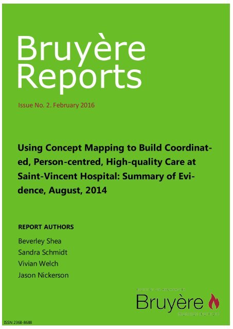 Using Concept Mapping to Build Coordinated, Person-centered, High-quality Care at Saint-Vincent Hospital: Summary of Evidence 