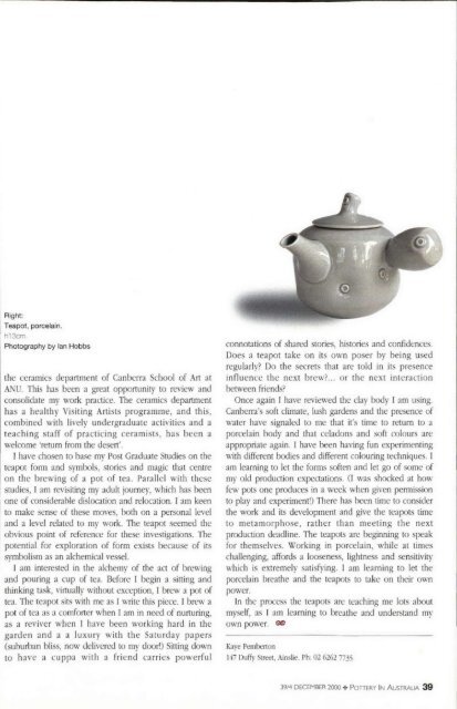 Pottery In Australia Vol 39 No 4 December 2000