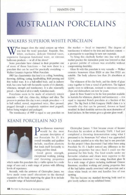 Pottery In Australia Vol 39 No 4 December 2000