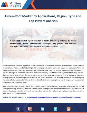 Green-Roof Market by Applications, Region, Type and Top Players Analysis