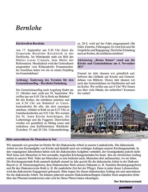 Evang.-luth. Kirchengemeinde Roth - Gemeindebrief Sept. - Nov. 2017