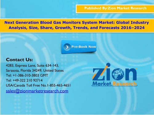 Global Next Generation Blood Gas Monitors System Market, 2016 – 2024