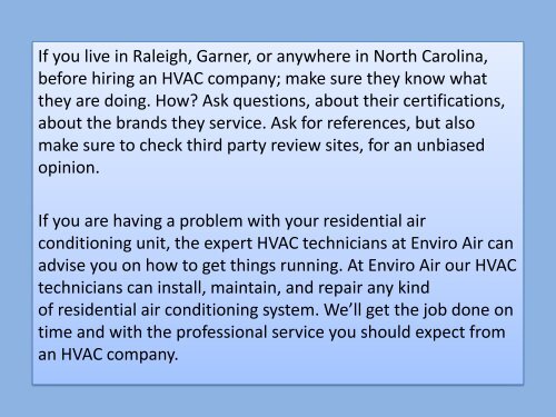 Residential Air Conditioning Installation, Service & Repair in Raleigh NC