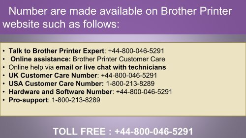 Brother Customer Care Support Number +44-800-046-5291