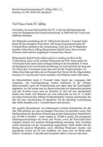 Viel Neues beim FC Affing - Fussball Club Affing 1949 eV