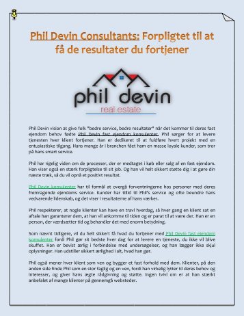 Phil Devin Consultants: Forpligtet til at få de resultater du fortjener