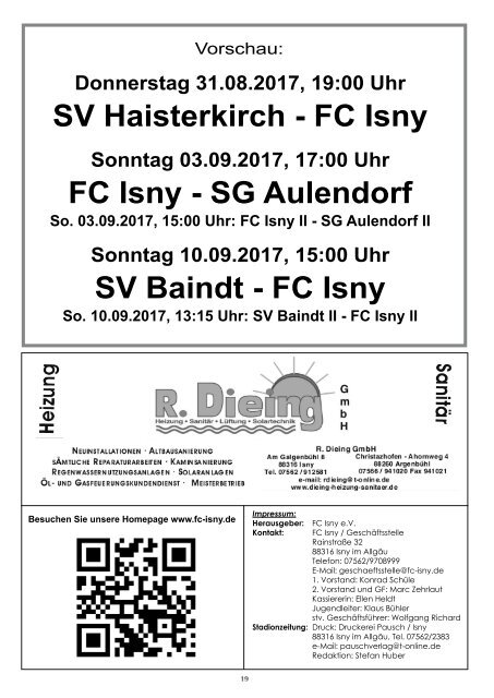 1. Ausgabe Stadionzeitung 2017/18