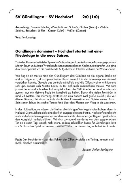 Sport Report - SV Hochdorf - Sonntag 19.08.2017