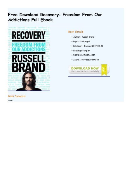 Drug Addiction Free Ebook