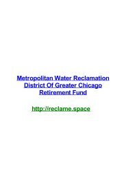 METROPOLITAN WATER RECLAMATION DISTRICT OF GREATER CHICAGO RETIREMENT FUND