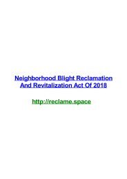 NEIGHBORHOOD BLIGHT RECLAMATION AND REVITALIZATION ACT OF 2018