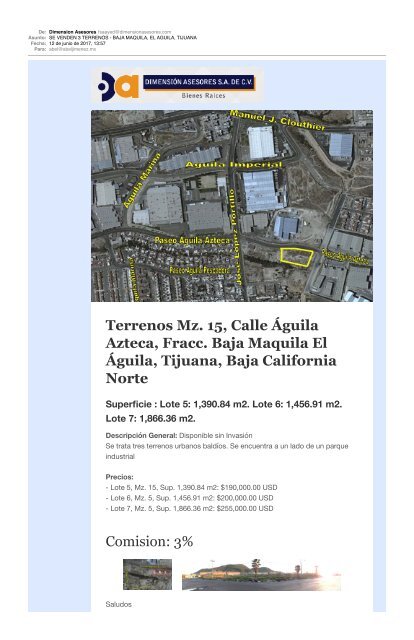 SE VENDEN 3 TERRENOS BAJA MAQUILA EL AGUILA TIJUANA-JMS PROPIEDADES