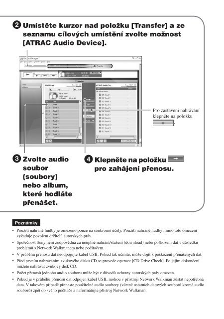 Sony NW-E105 - NW-E105 Istruzioni per l'uso Ceco