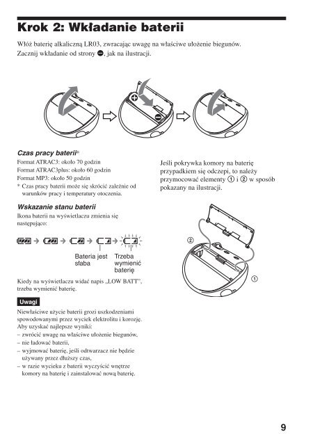 Sony NW-E105 - NW-E105 Istruzioni per l'uso Polacco