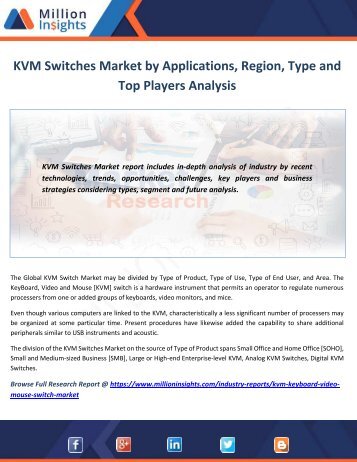 KVM Switches Market by Applications, Region, Type and Top Players Analysis