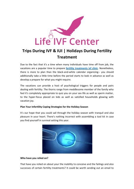 Trips During IVF & IUI | Holidays During Fertility Treatment