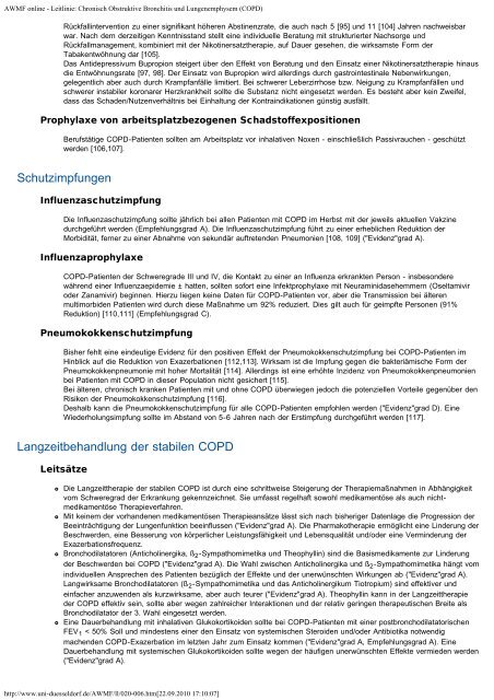 AWMF online - Leitlinie: Chronisch Obstruktive Bronchitis und ...