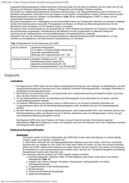 AWMF online - Leitlinie: Chronisch Obstruktive Bronchitis und ...