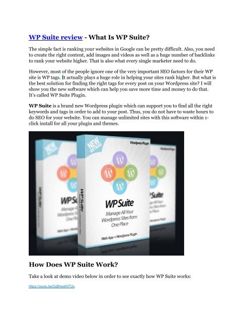 WP Suite Reviews and Bonuses - WP Suite