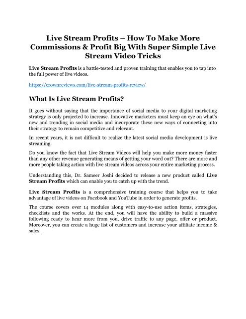 Live Stream Profits review- Live Stream Profits $27,300 bonus &amp; discount