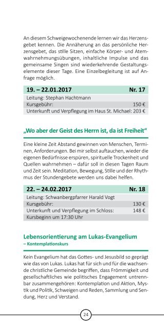 Jahresprogramm 2017 - Geistliches Zentrum Schwanberg