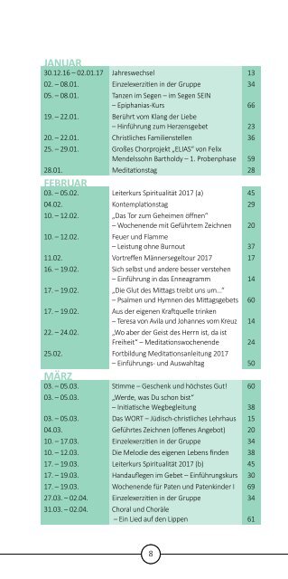 Jahresprogramm 2017 - Geistliches Zentrum Schwanberg