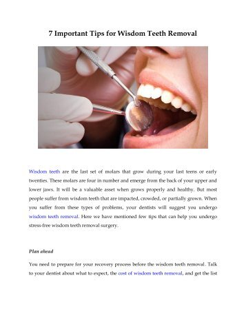 7 Important Tips for Wisdom Teeth Removal
