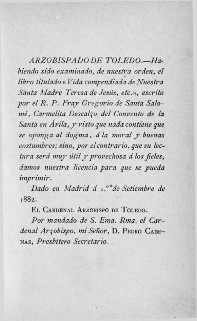 Vida Compendiada de Santa Teresa de Jesus